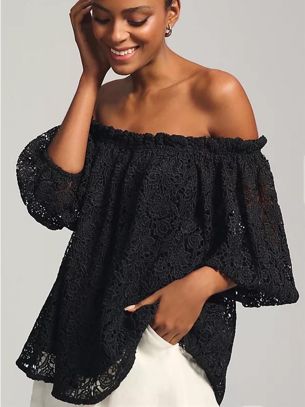 Maeve by Anthropologie Off-The-Shoulder Cutwork Top